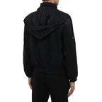 Black Saint Laurent polyamide bomber jacket with a sleek design, featuring a fitted collar and zip closure.