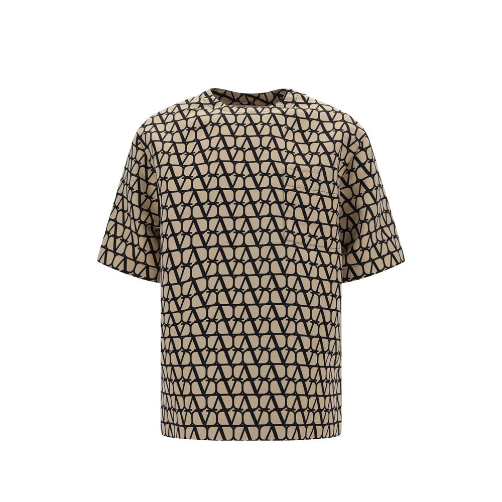 Brown silk T-shirt by Valentino Garavani, featuring a smooth fabric and classic fit, shown on a neutral background.