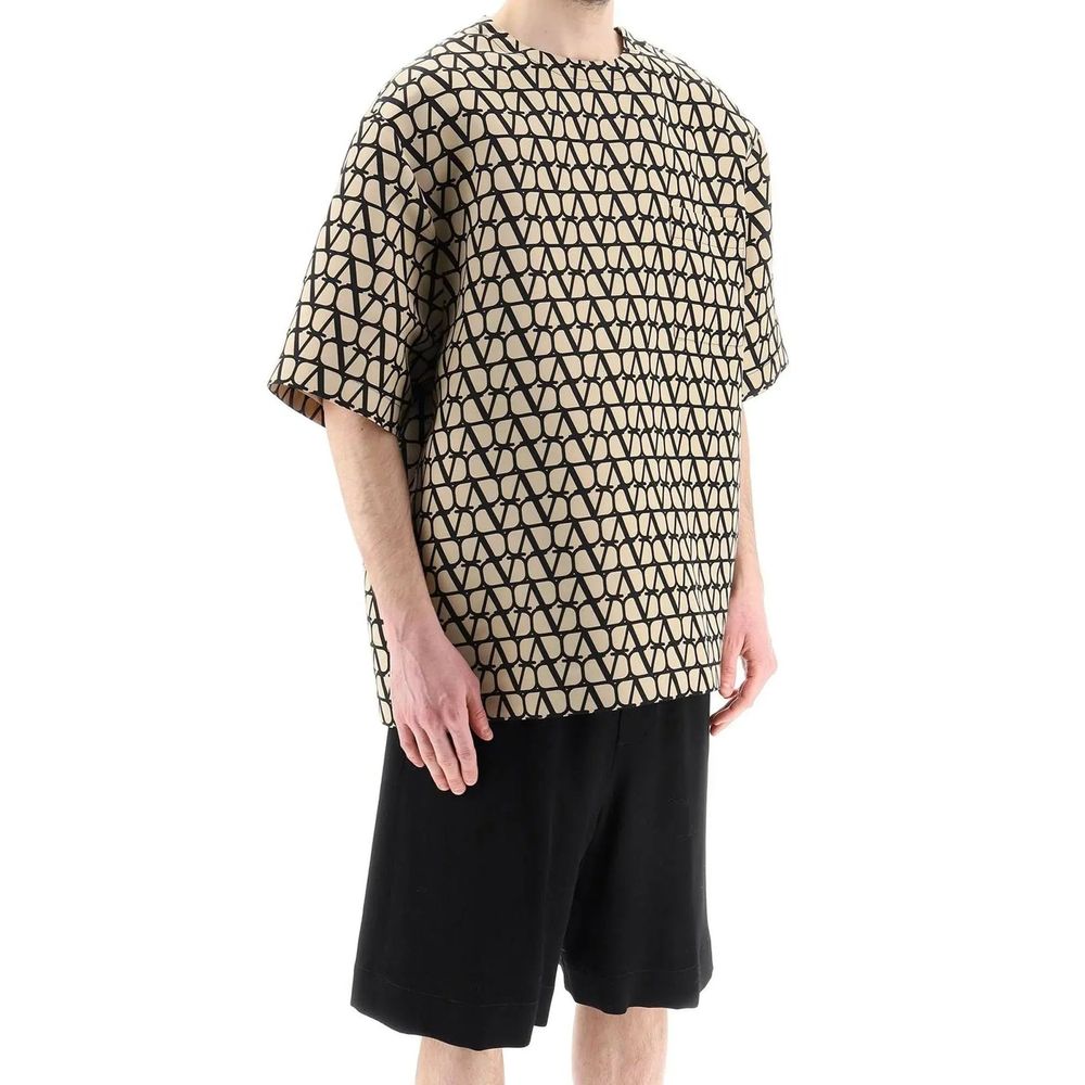 Brown silk T-shirt by Valentino Garavani featuring a smooth, luxurious fabric and a classic fit.