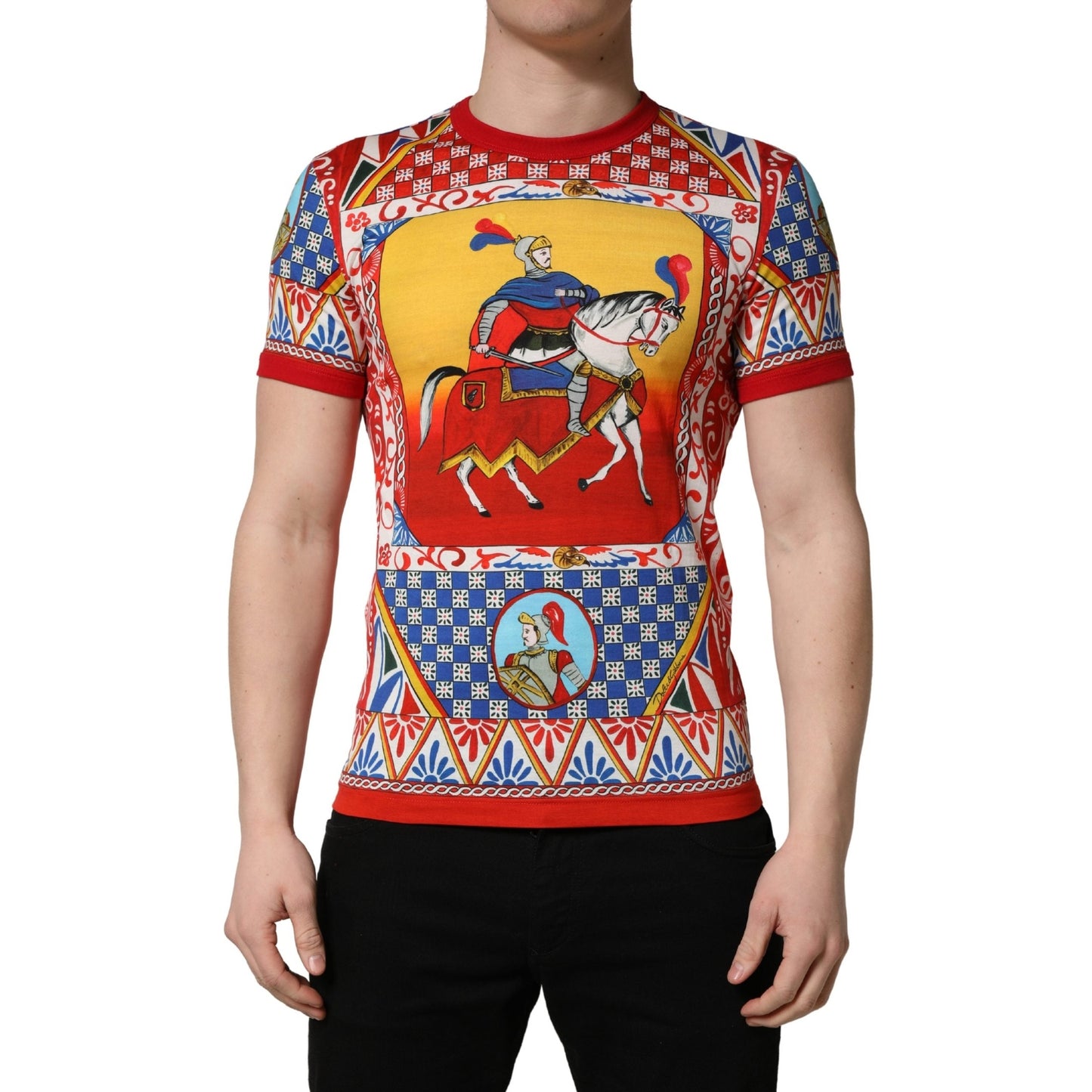 Dolce & Gabbana Multicolor Carretto Print Crew Neck T-shirt Dolce & Gabbana