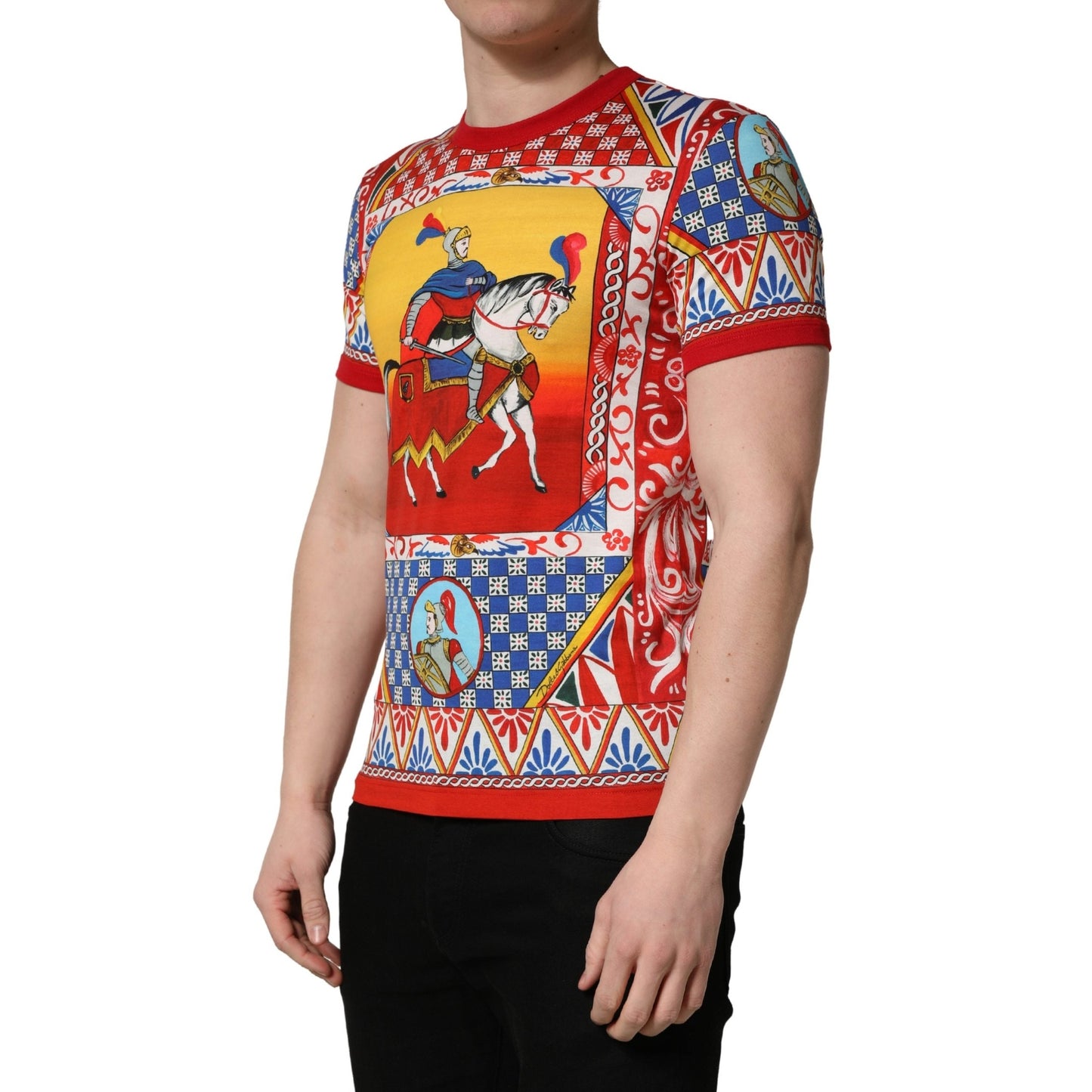 Dolce & Gabbana Multicolor Carretto Print Crew Neck T-shirt Dolce & Gabbana