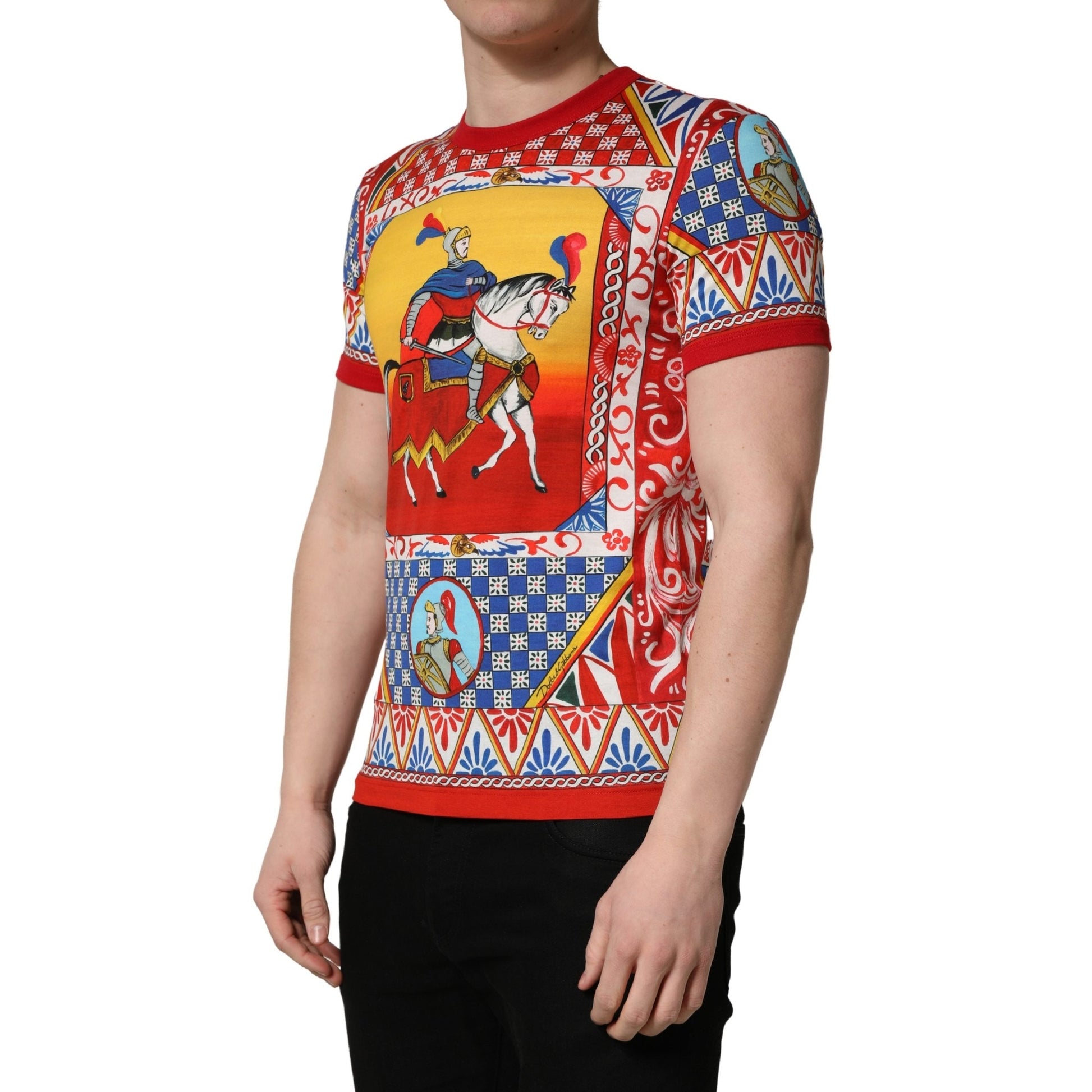 Dolce & Gabbana Multicolor Carretto Print Crew Neck T-shirt Dolce & Gabbana