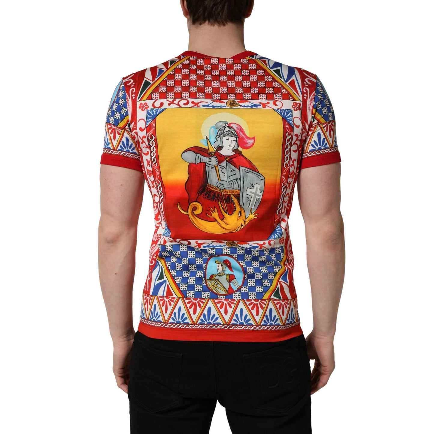 Dolce & Gabbana Multicolor Carretto Print Crew Neck T-shirt Dolce & Gabbana