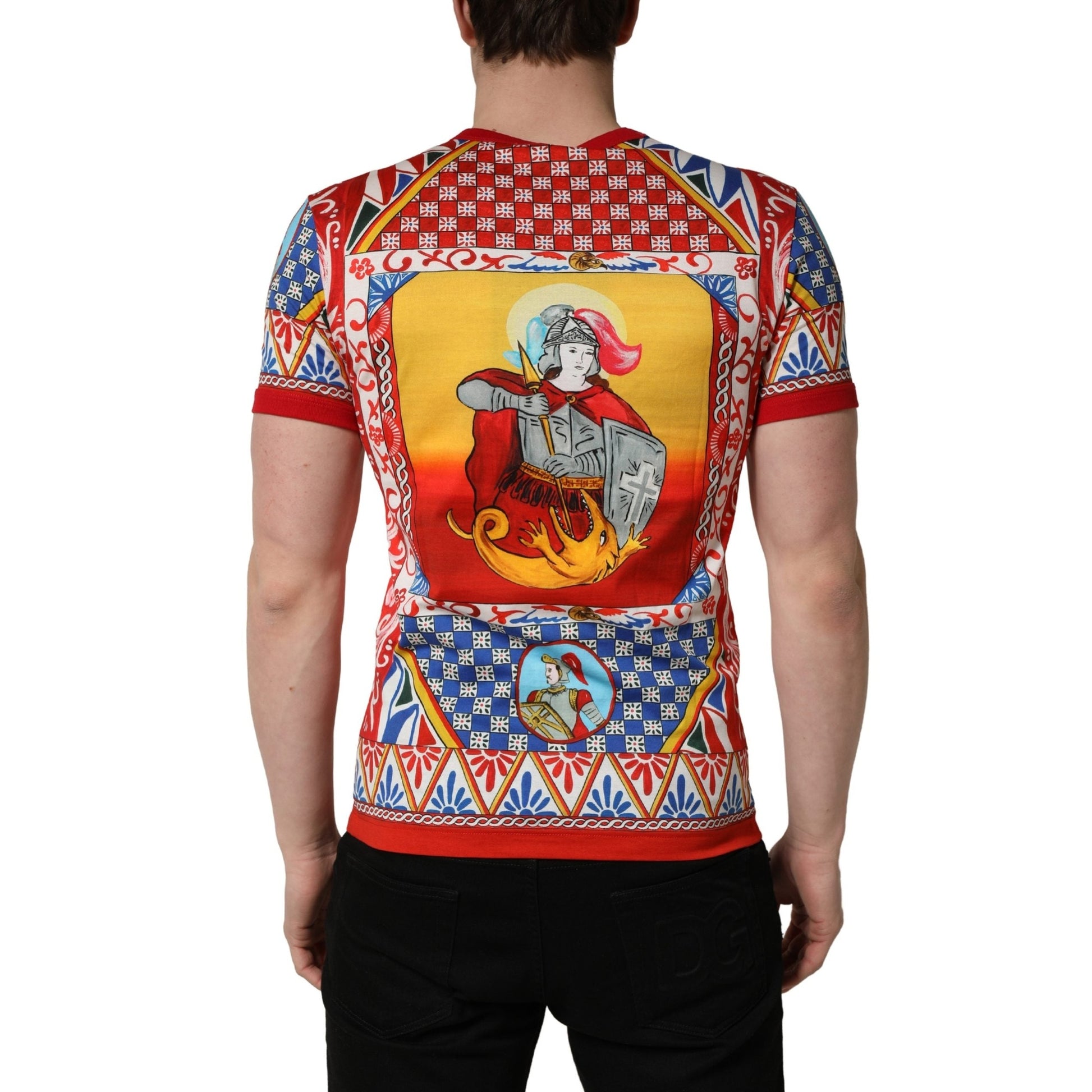 Dolce & Gabbana Multicolor Carretto Print Crew Neck T-shirt Dolce & Gabbana