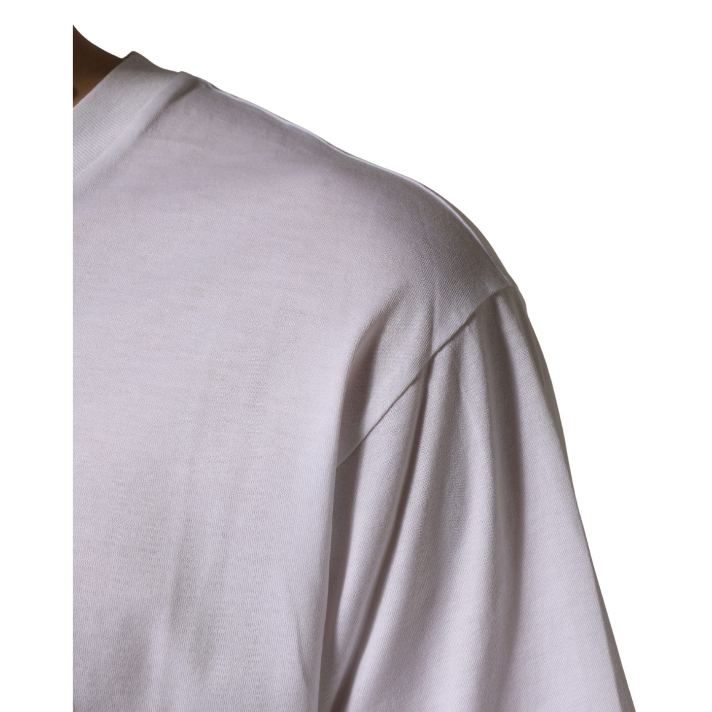 Dolce & Gabbana White Oversized Cotton Men Crew Neck T-shirt