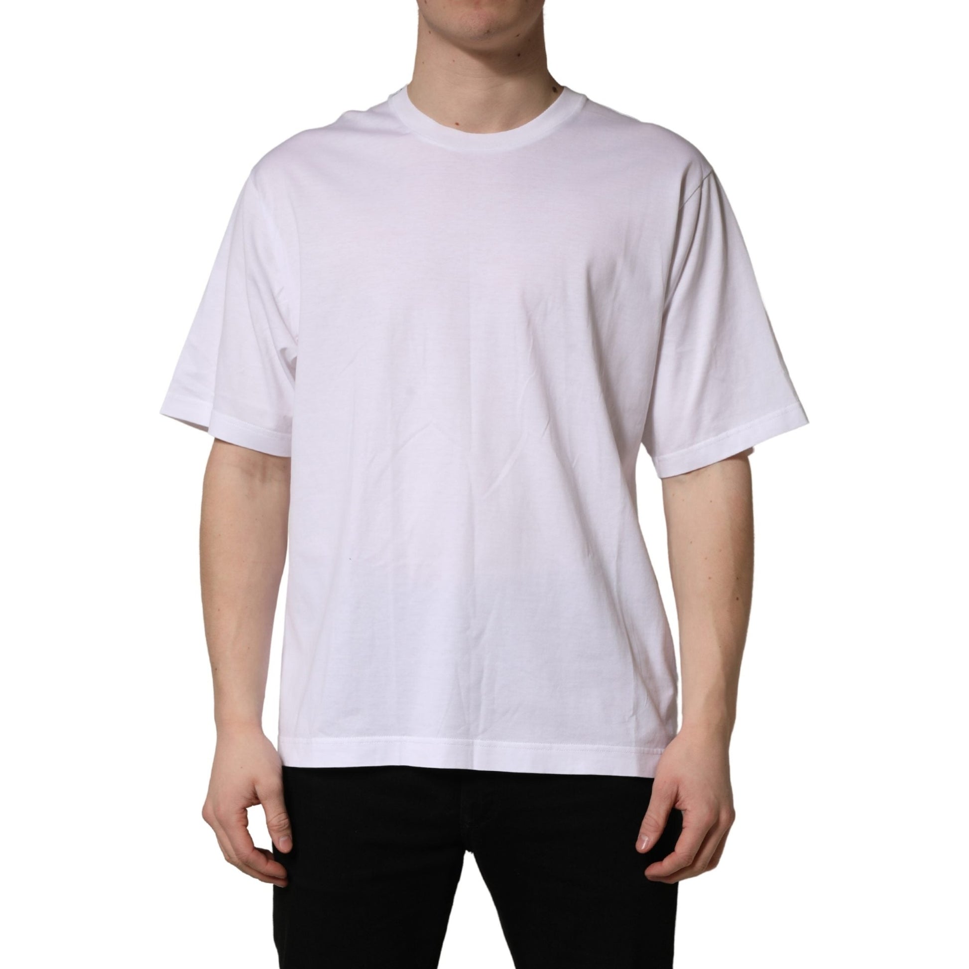 Dolce & Gabbana White Oversized Cotton Men Crew Neck T-shirt
