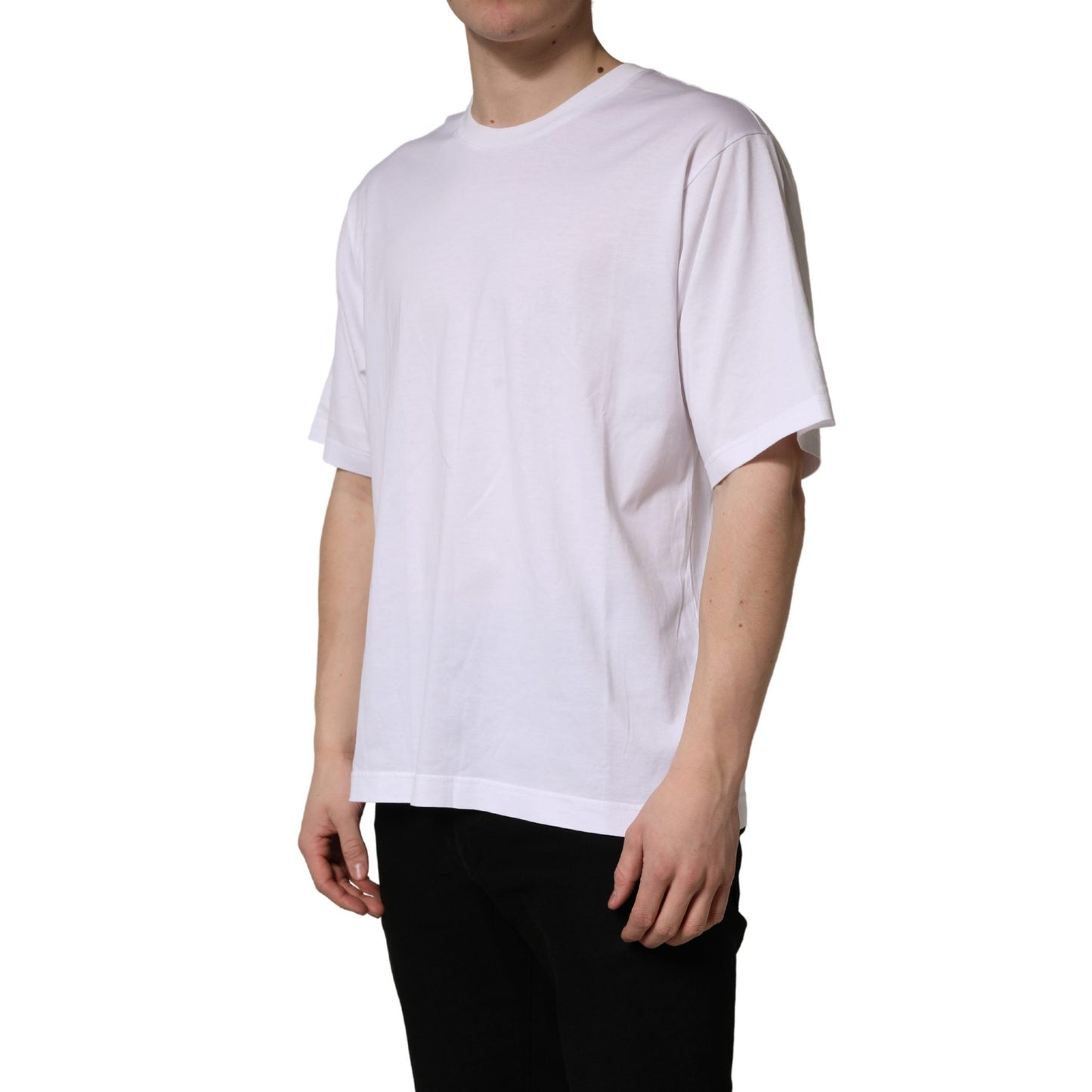 Dolce & Gabbana White Oversized Cotton Men Crew Neck T-shirt