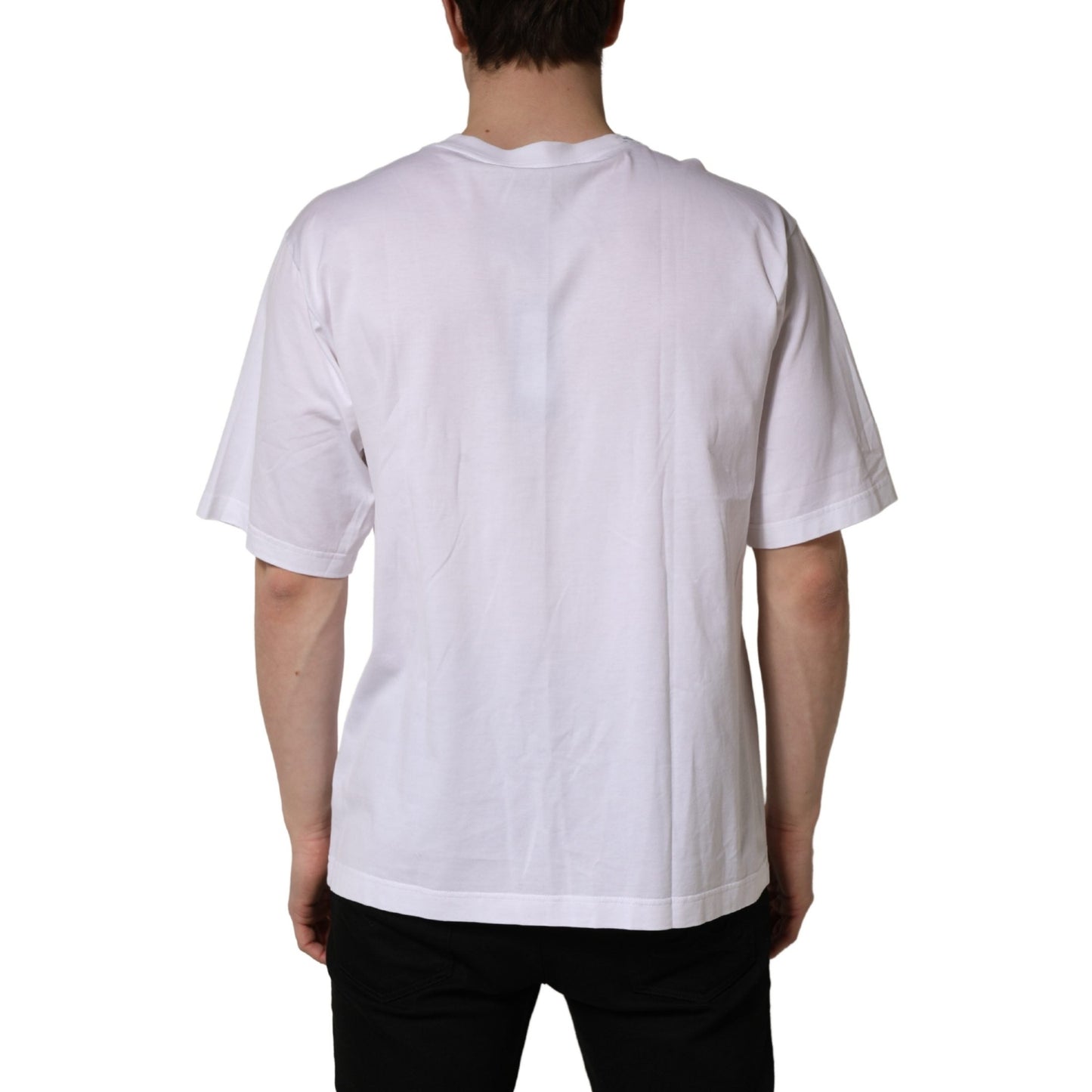 Dolce & Gabbana White Oversized Cotton Men Crew Neck T-shirt