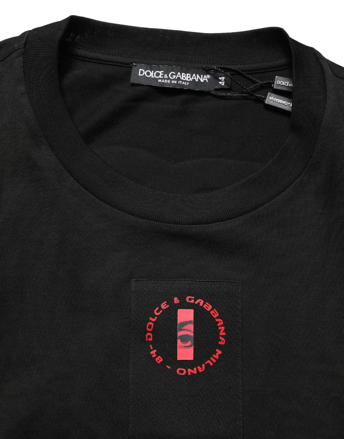 Dolce & Gabbana Black Cotton Jersey Logo Patch Crew Neck T-shirt - Eljoys Fashion 