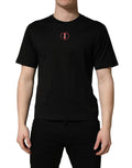 Dolce & Gabbana Black Cotton Jersey Logo Patch Crew Neck T-shirt - Eljoys Fashion 