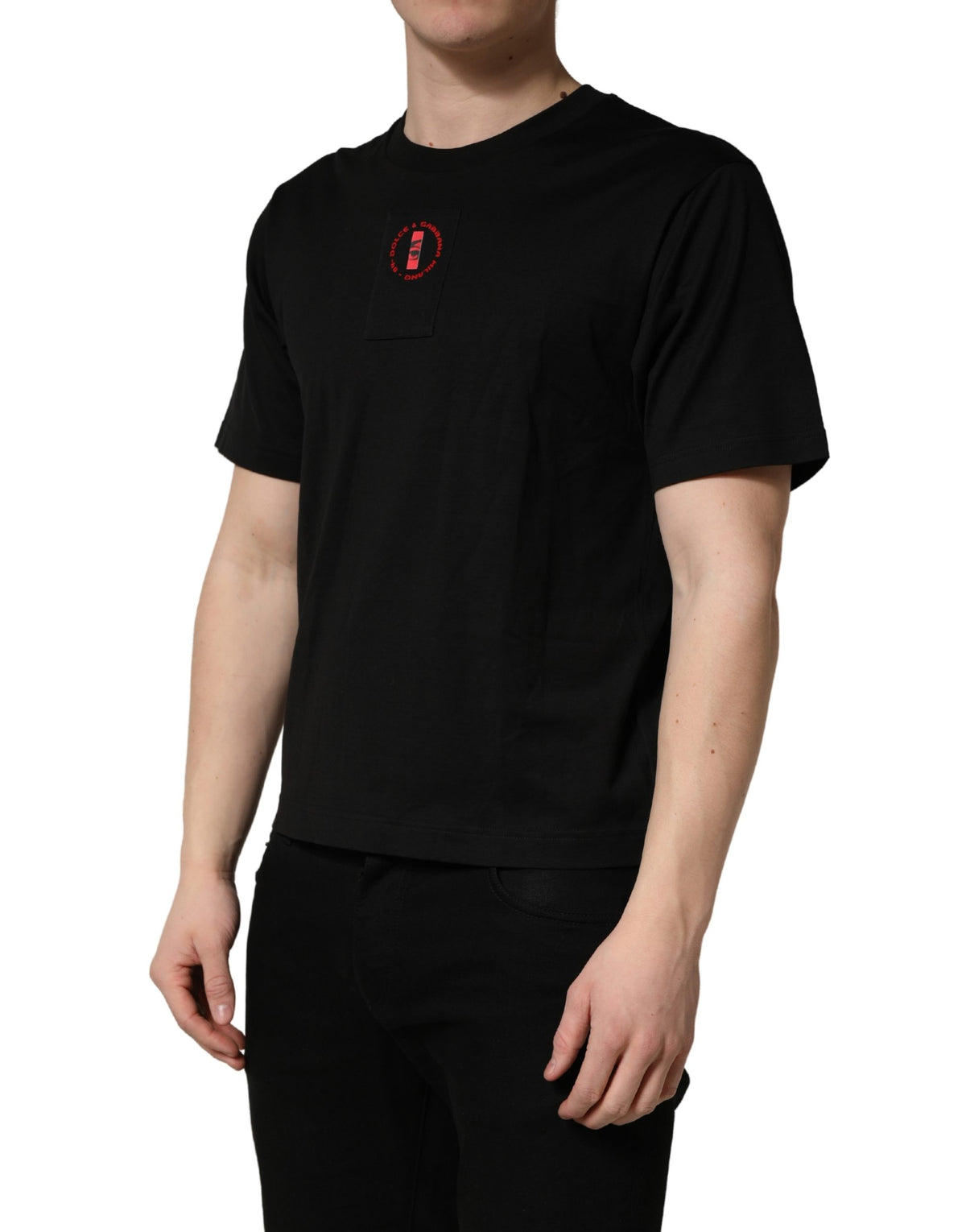 Dolce & Gabbana Black Cotton Jersey Logo Patch Crew Neck T-shirt - Eljoys Fashion 