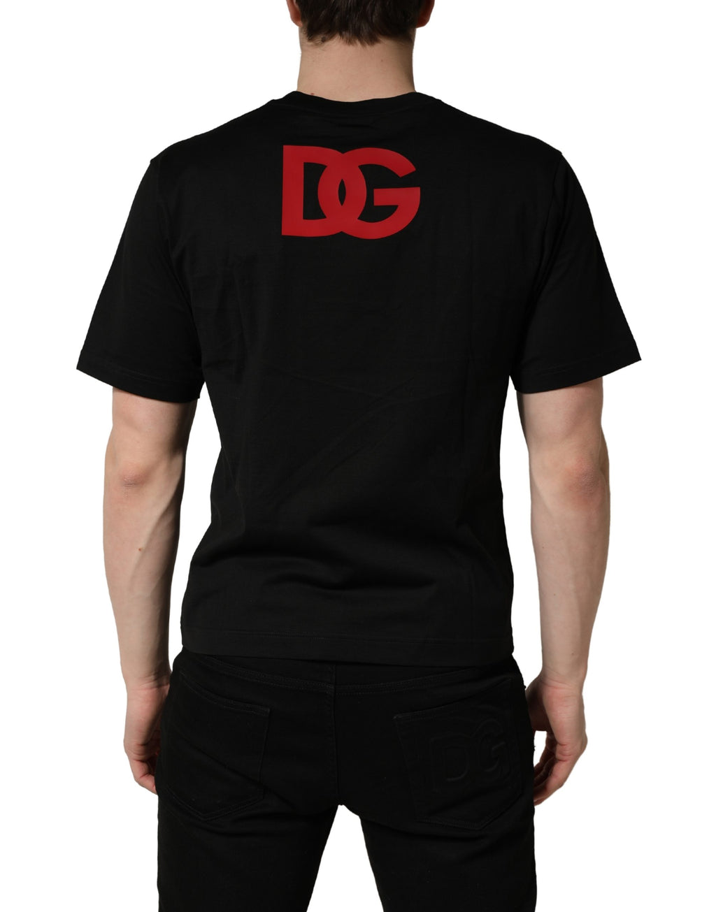 Dolce & Gabbana Black Cotton Jersey Logo Patch Crew Neck T-shirt - Eljoys Fashion 