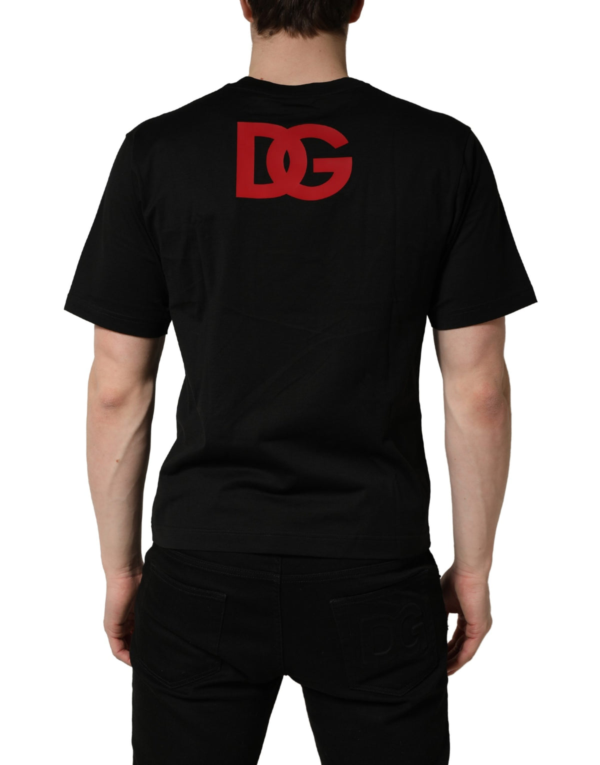 Dolce & Gabbana Black Cotton Jersey Logo Patch Crew Neck T-shirt - Eljoys Fashion 