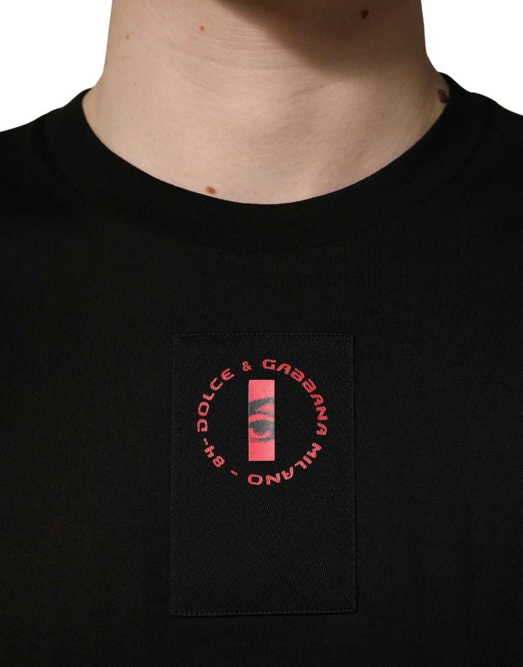 Dolce & Gabbana Black Cotton Jersey Logo Patch Crew Neck T-shirt - Eljoys Fashion 