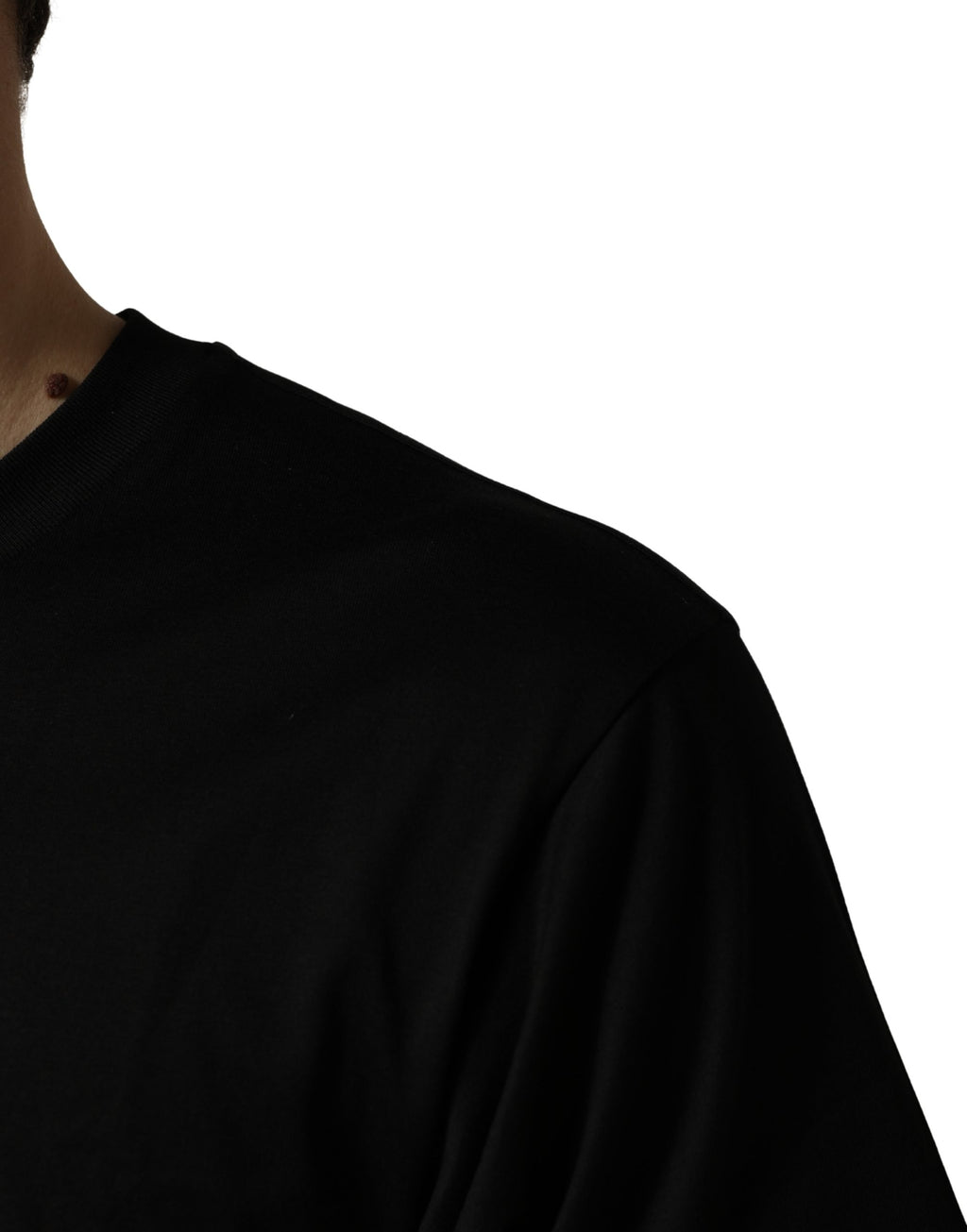 Dolce & Gabbana Black Cotton Jersey Logo Patch Crew Neck T-shirt - Eljoys Fashion 