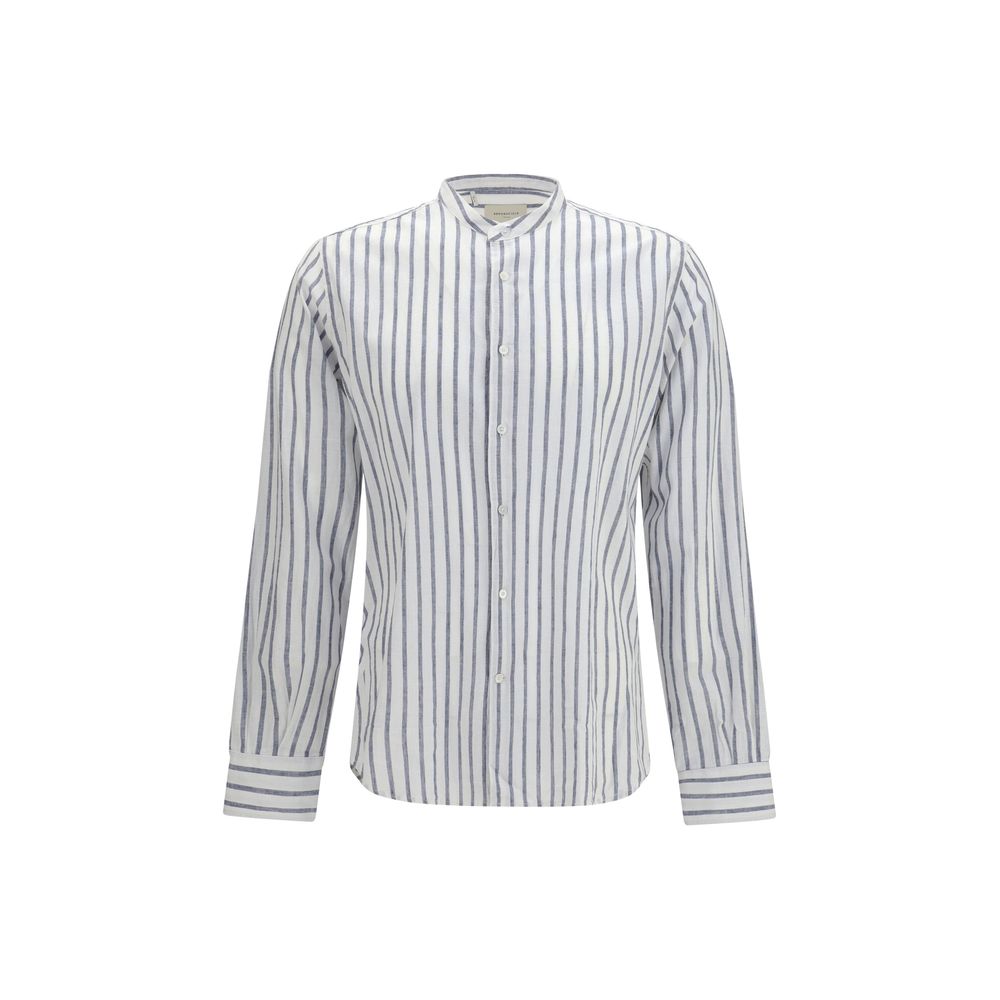 Brooksfield Blue Cotton Pattern Shirt Brooksfield