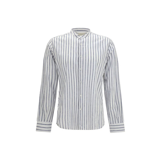 Brooksfield Blue Cotton Pattern Shirt Brooksfield