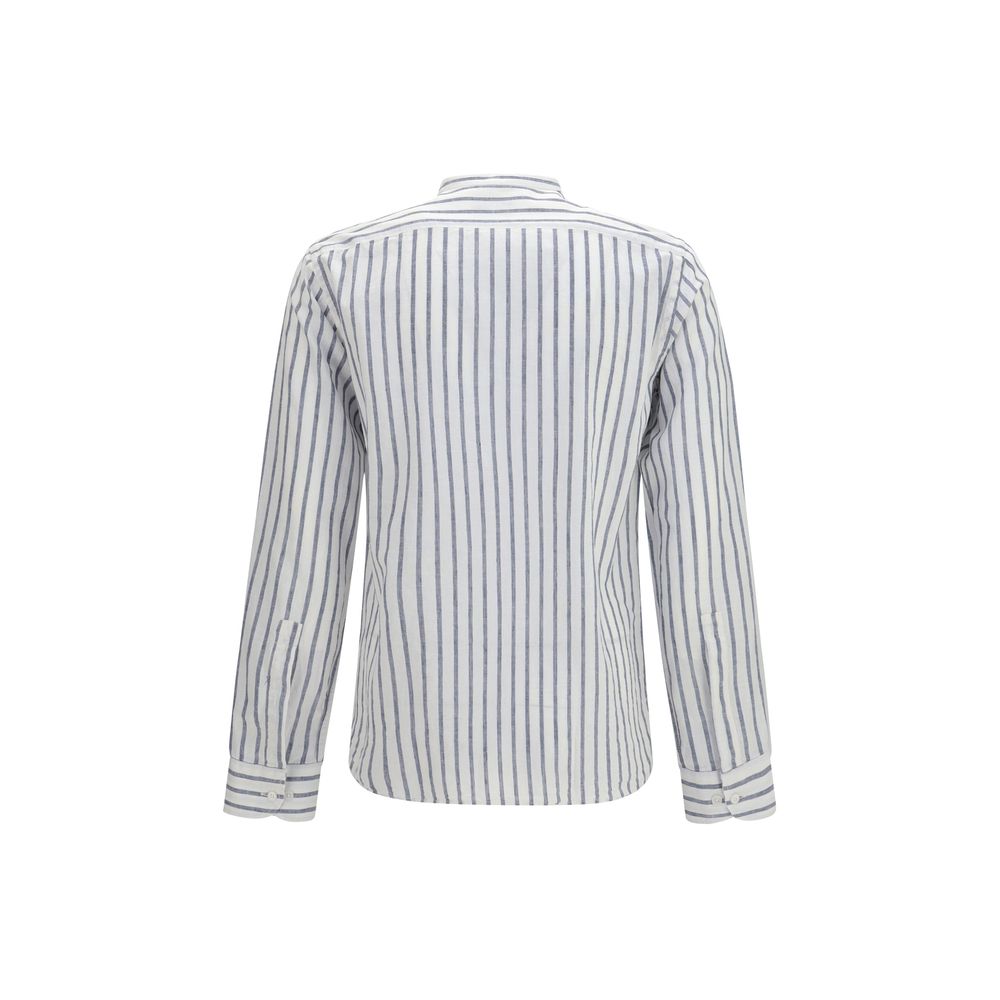 Brooksfield Blue Cotton Pattern Shirt Brooksfield
