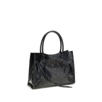 Balenciaga Black Lamb Ovis Aries Shoulder Bag with sleek design and silver hardware, featuring a spacious interior and stylish shoulder strap.