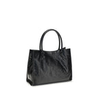 Balenciaga black lambskin Ovis Aries shoulder bag with silver hardware and a structured design.