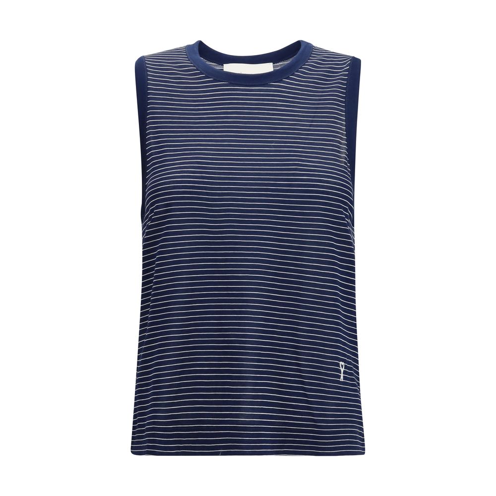 Ami Paris Blue Cotton Tank Tops Ami Paris