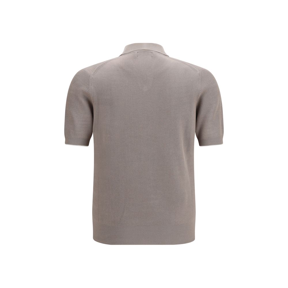 Brunello Cucinelli Gray Cotton Polo Shirt Brunello Cucinelli