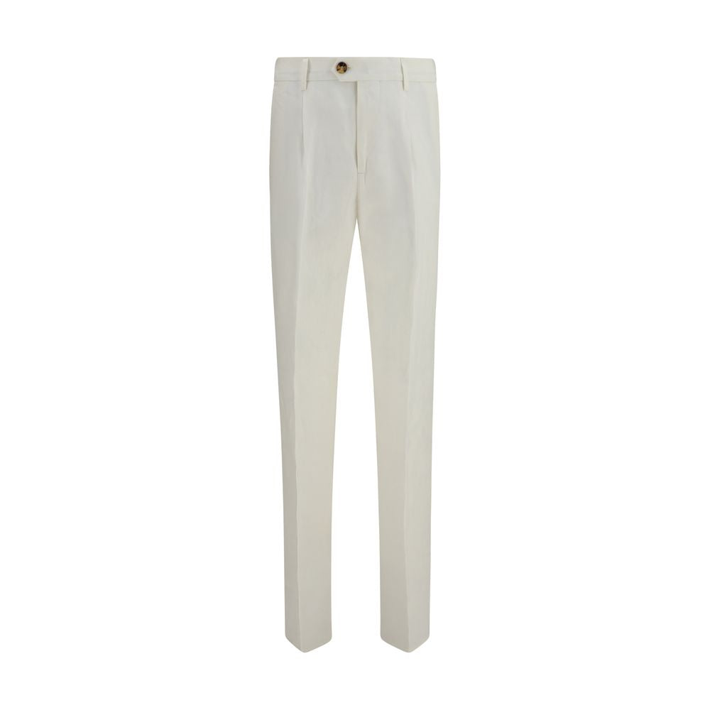 Brunello Cucinelli White Linen Casual Pants Brunello Cucinelli