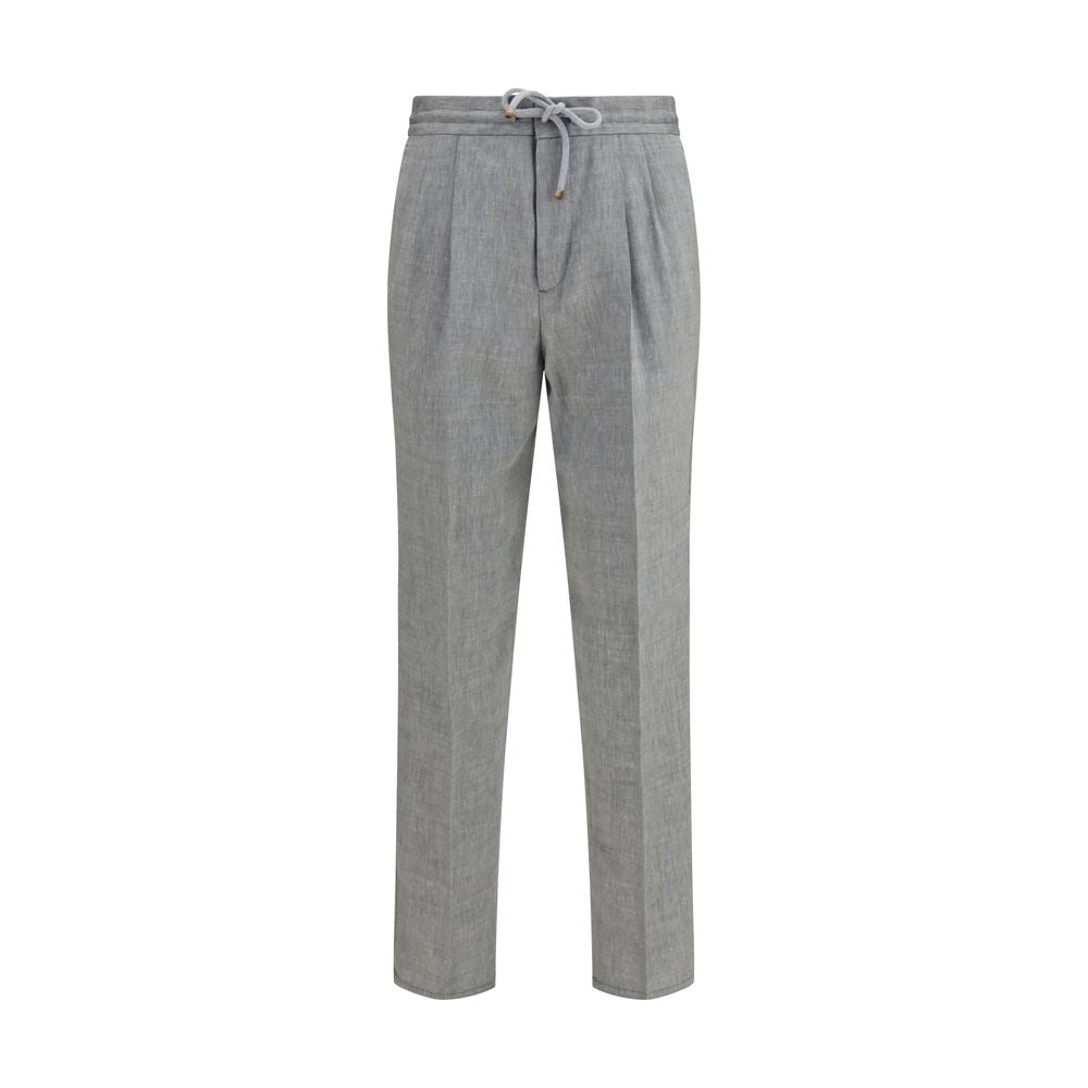 Brunello Cucinelli Gray Linen Casual Pants Brunello Cucinelli