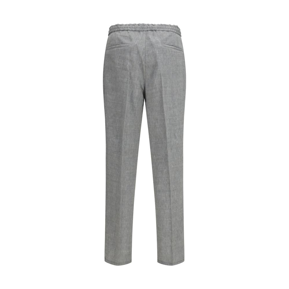 Brunello Cucinelli Gray Linen Casual Pants Brunello Cucinelli