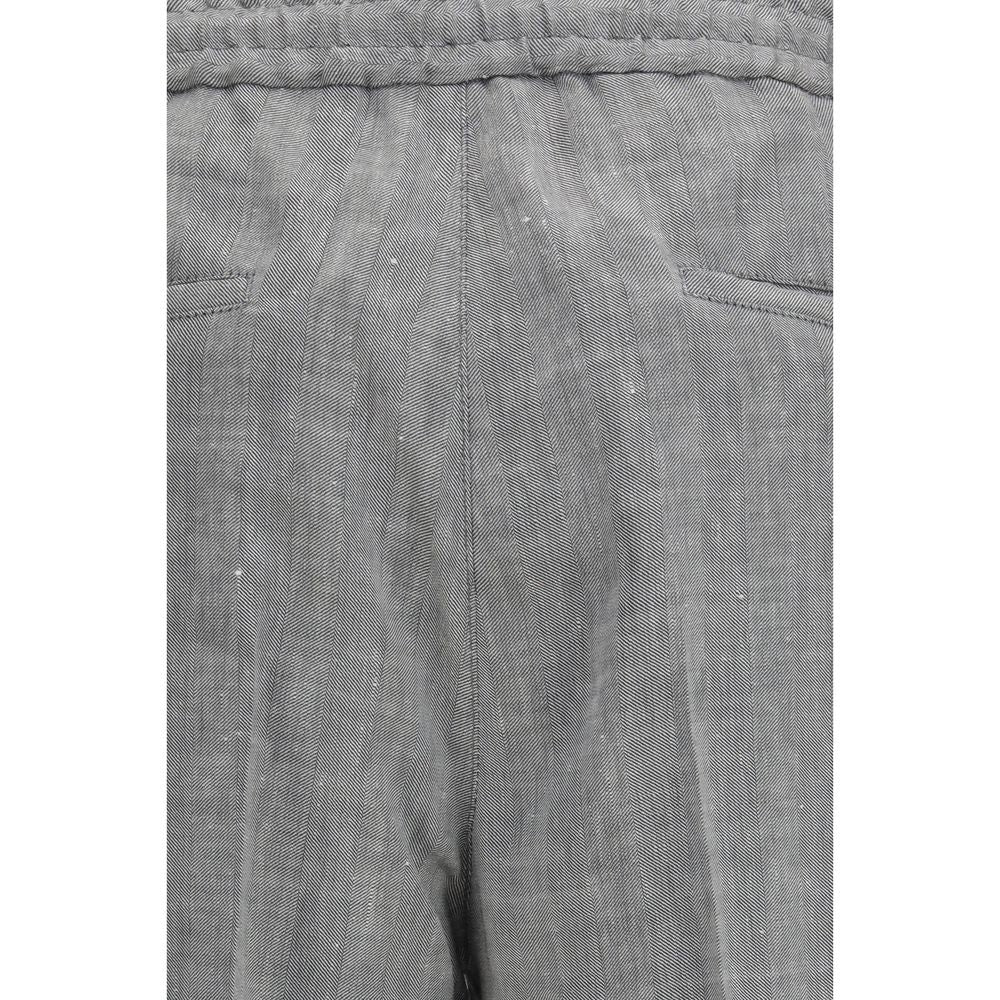 Brunello Cucinelli Gray Linen Casual Pants Brunello Cucinelli