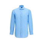 Finamore Blue Cotton Pattern Shirt Finamore