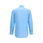 Finamore Blue Cotton Pattern Shirt Finamore