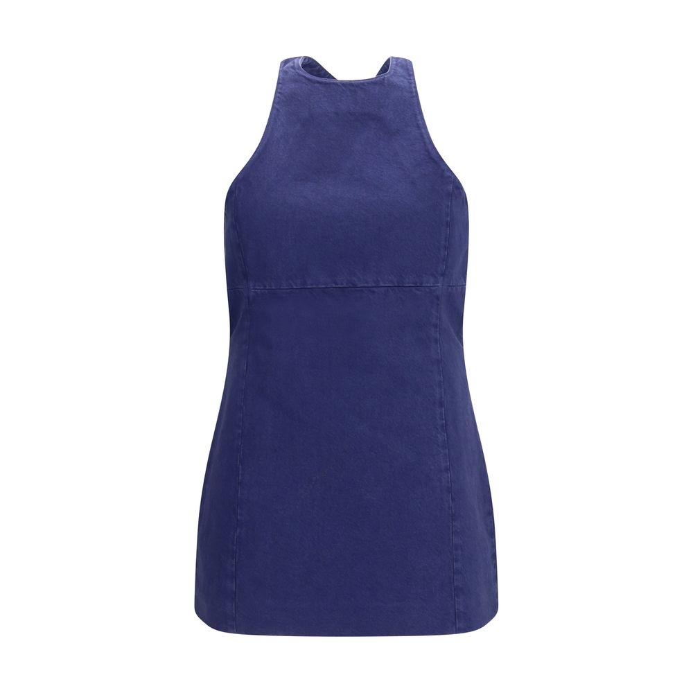 Blue cotton casual dress by Miu Miu, featuring a relaxed fit and stylish design, perfect for everyday wear.