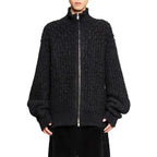 Jil Sander Black Alpaca Leather Cardigan