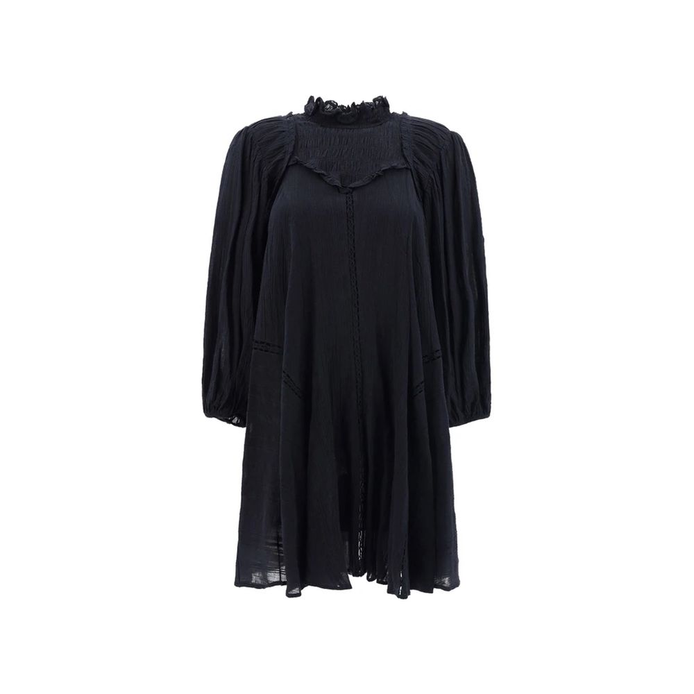 Black cotton casual dress by Isabel Marant Étoile, featuring a relaxed fit and simple design, displayed on a hanger.