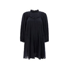 Black cotton casual dress by Isabel Marant Étoile, featuring a relaxed fit and simple design, displayed on a hanger.