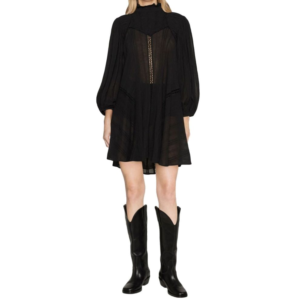 Black cotton casual dress by Isabel Marant Étoile, shown on a hanger with a simple, relaxed fit and minimal design.