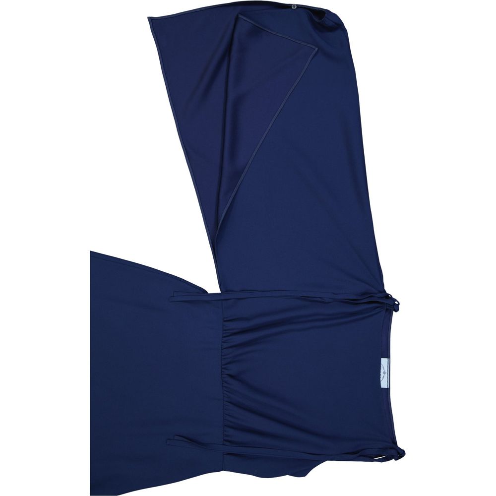 Prada blue acetate cocktail dress with elegant design and sleek silhouette, perfect for formal events.