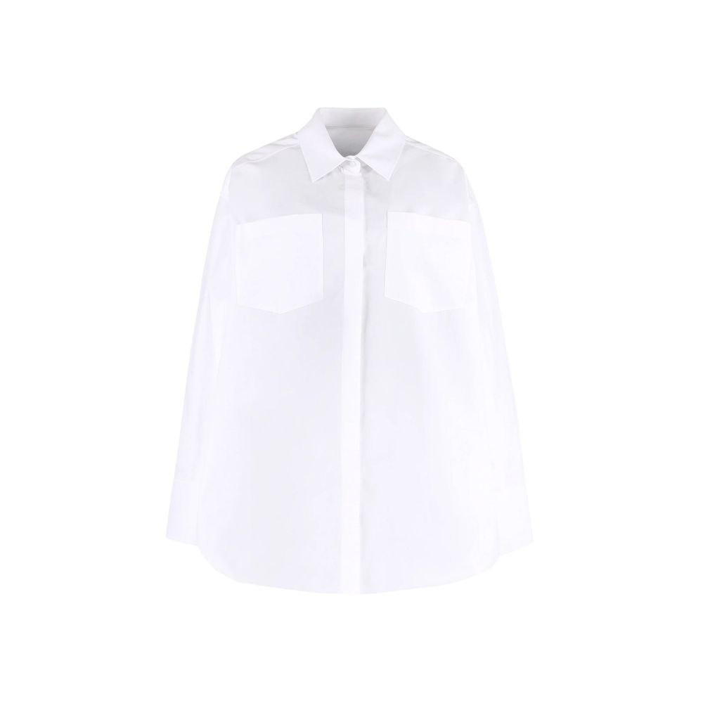 Valentino Garavani white cotton dress shirt with classic collar and button front, tailored for a sleek, elegant look.