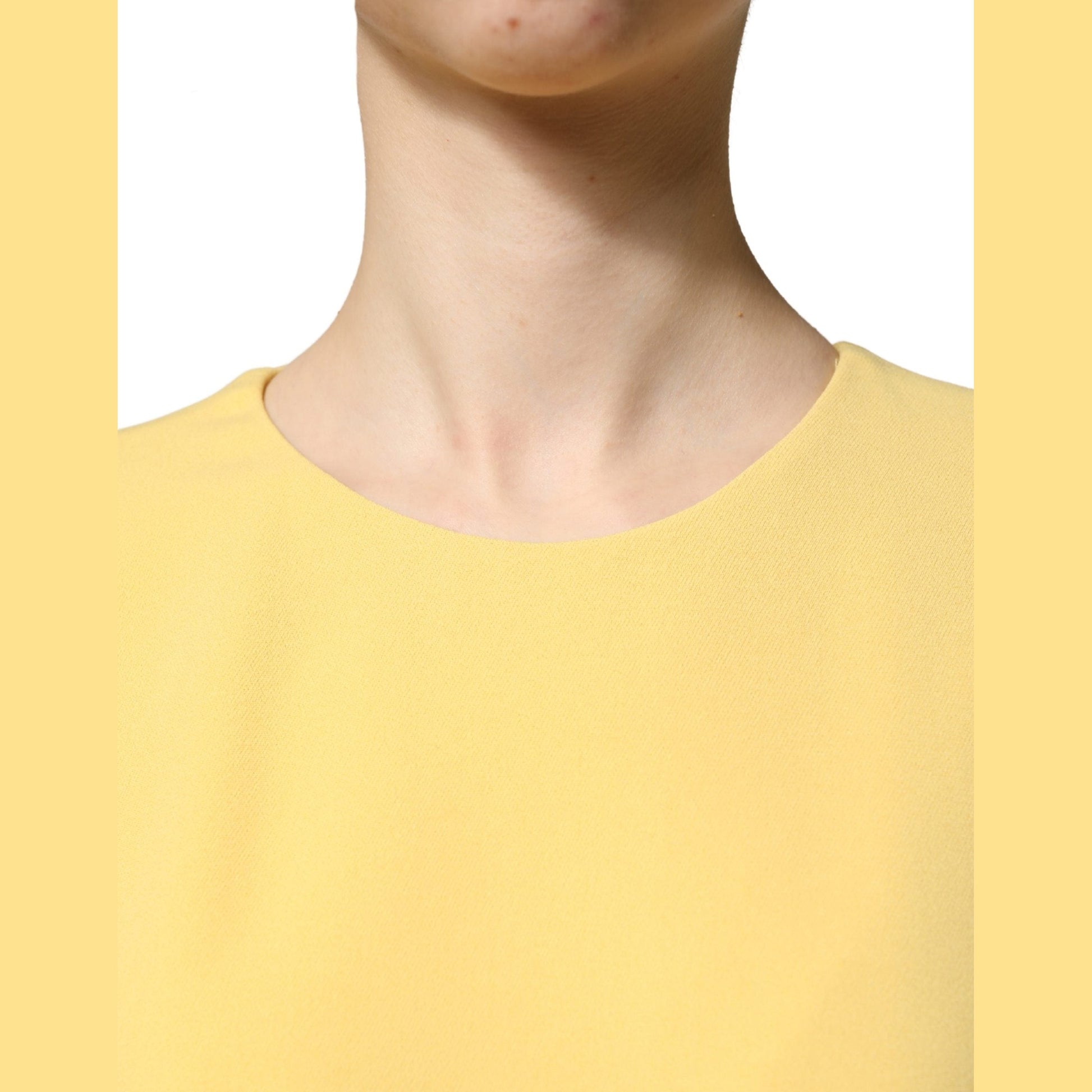 Dolce & Gabbana Yellow Short-Sleeved Crew Neck Midi Dress