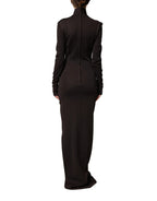 Dolce & Gabbana Brown Turtleneck Jersey Long Maxi Dress