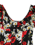 Dolce & Gabbana Black Floral Silk Long Sleeves Gown Dress - Eljoys Fashion 