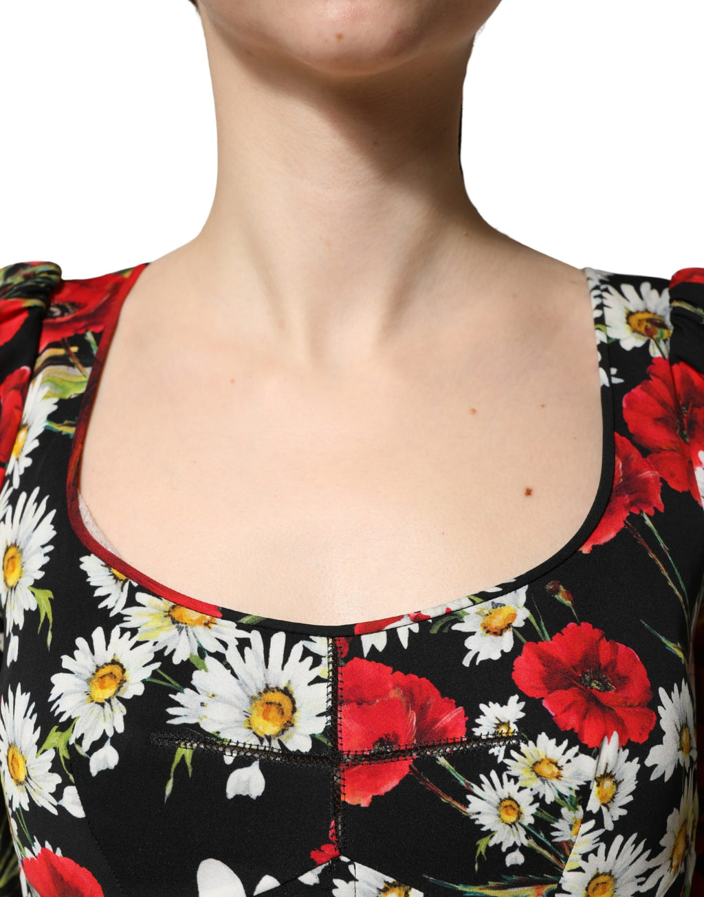 Dolce & Gabbana Black Floral Silk Long Sleeves Gown Dress - Eljoys Fashion 