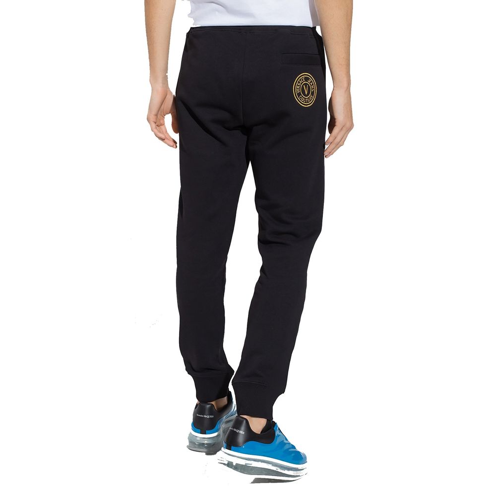 Versace Jeans Black Cotton Joggers Workout Pants Versace Jeans