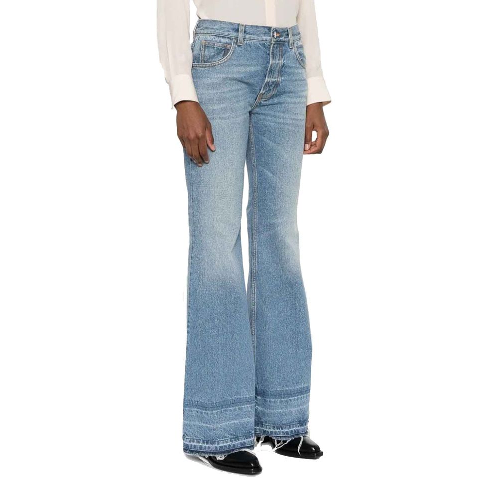 Chloé Blue Cotton Bootcut Jeans Chloé