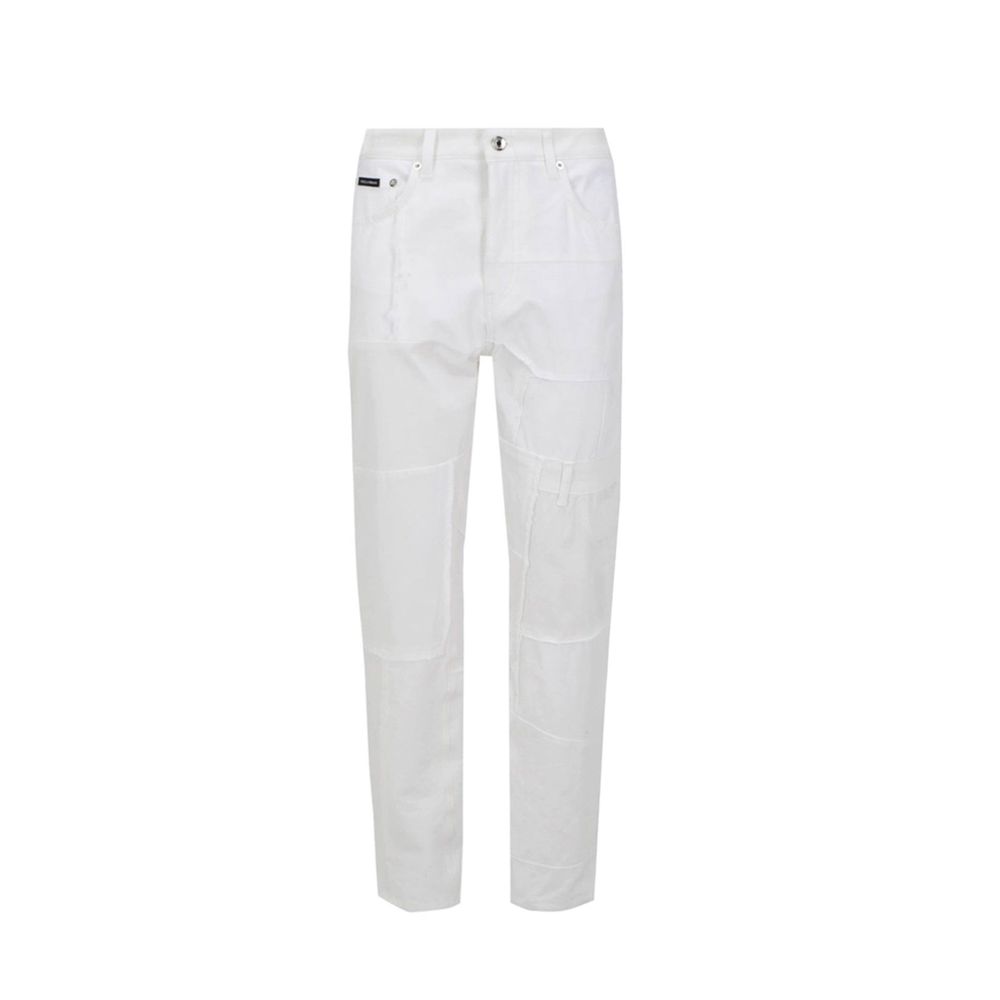 Dolce & Gabbana White Cotton Straight-Leg Jeans Dolce & Gabbana