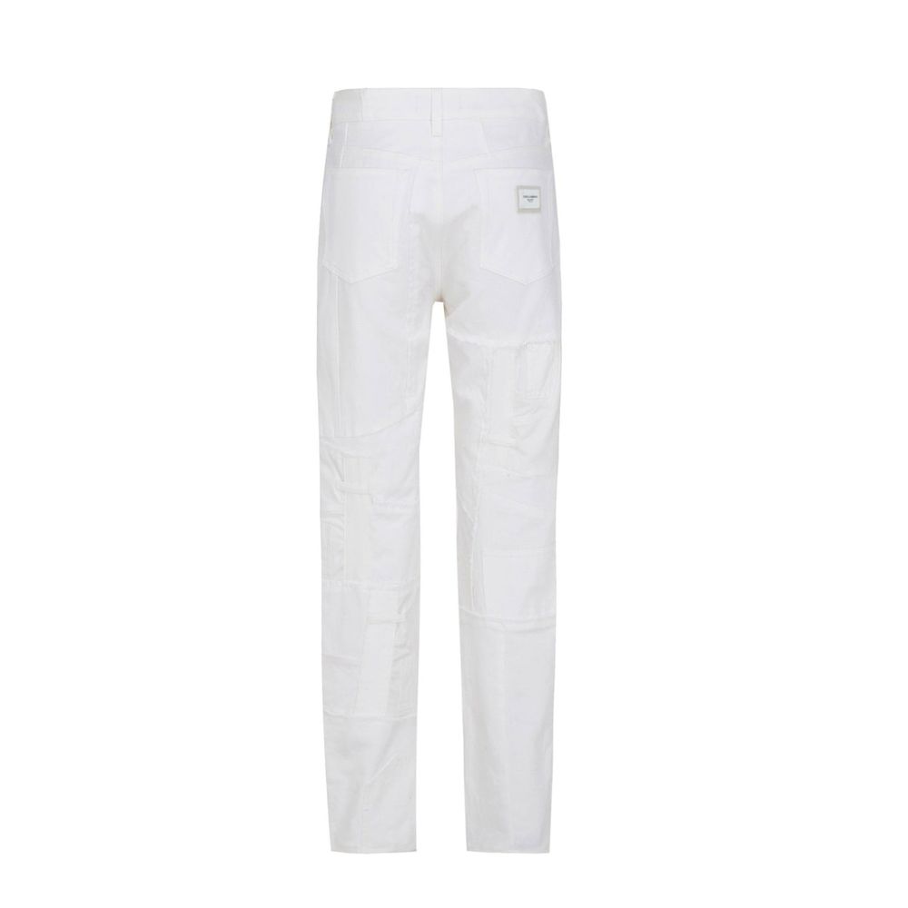 Dolce & Gabbana White Cotton Straight-Leg Jeans Dolce & Gabbana