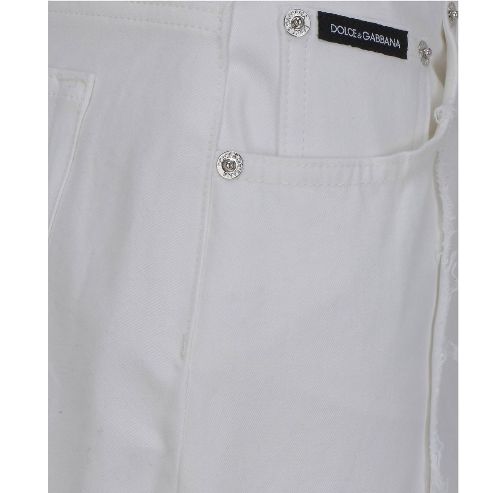 Dolce & Gabbana White Cotton Straight-Leg Jeans Dolce & Gabbana