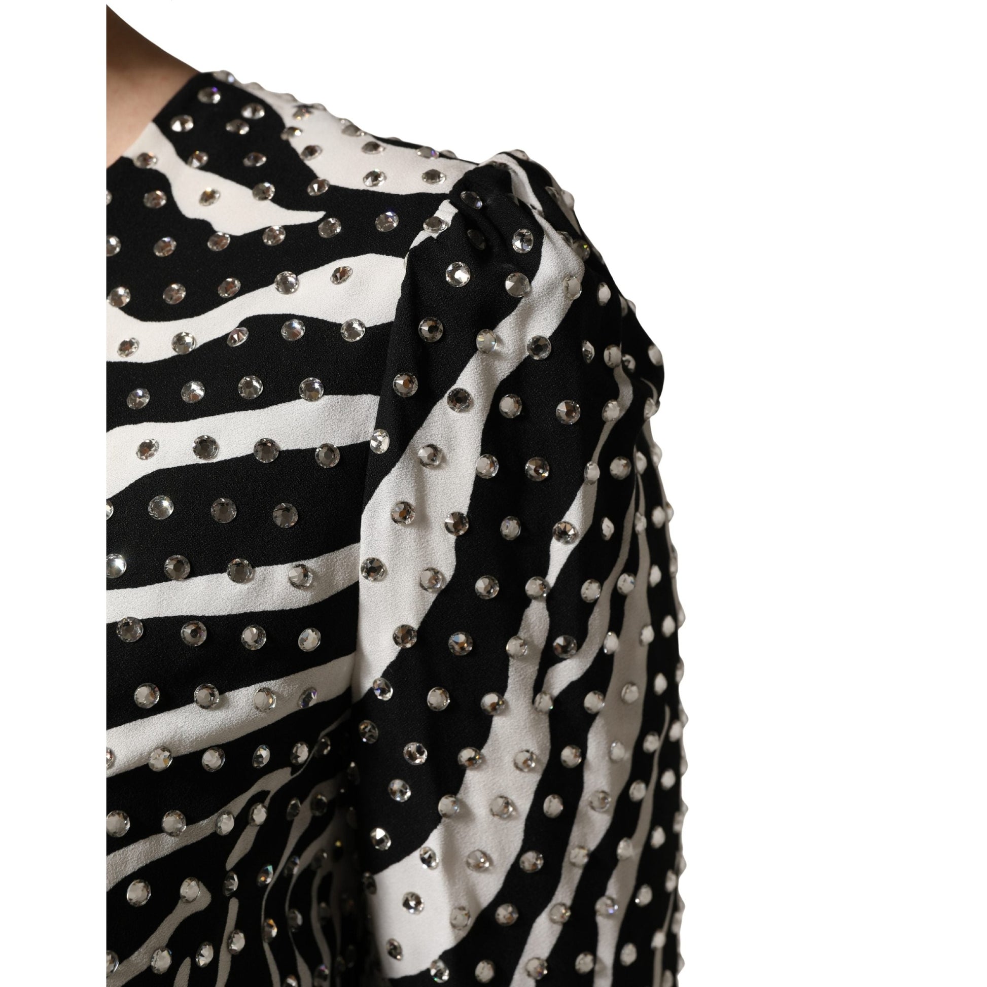 Dolce & Gabbana Black White Zebra Rhinestones Mini Dress