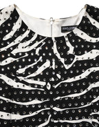 Dolce & Gabbana Black White Zebra Rhinestones Mini Dress